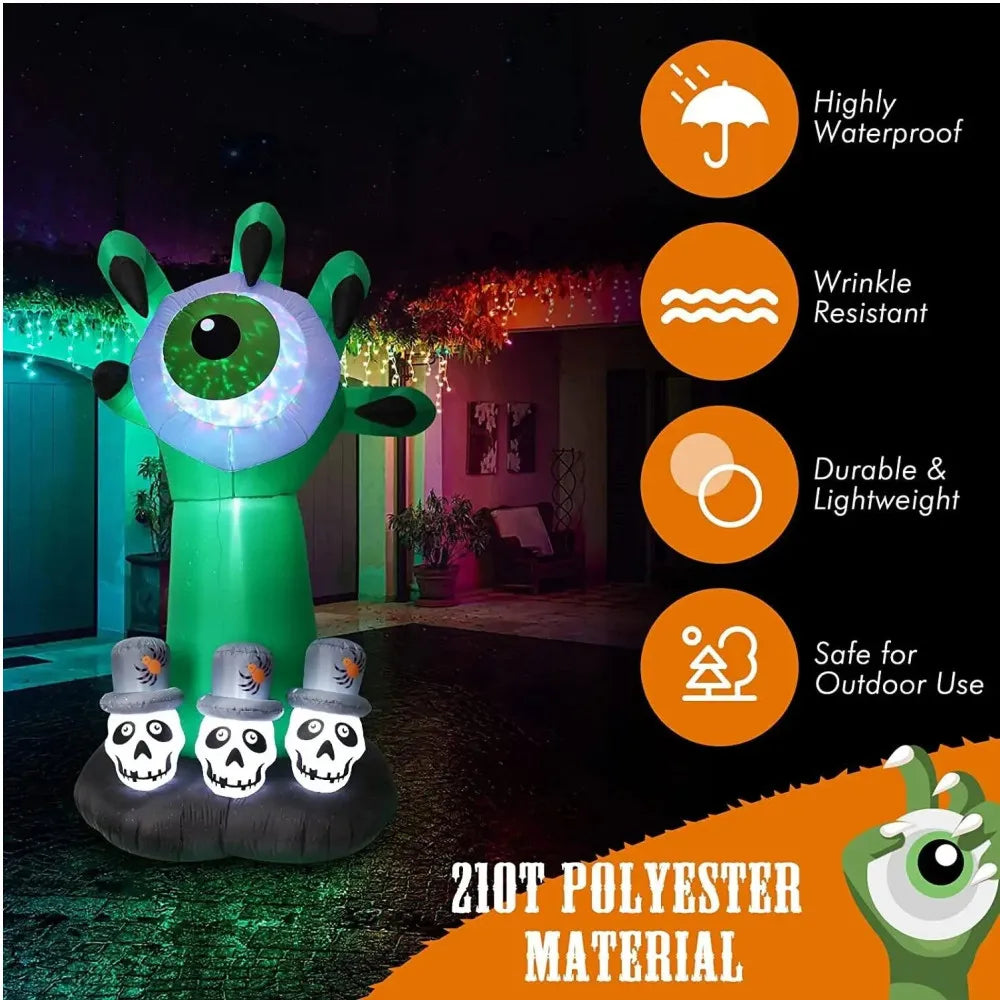 6.5 Feet Halloween Inflatable Pumpkin Ghost Tombstone, Decorations with Built-in LED Lights and Inflatable fan