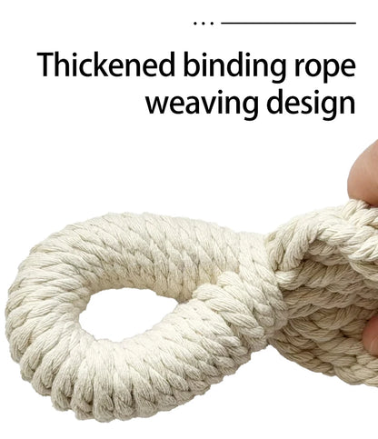 A Bohemian ethnic style outdoor double hammock with a storage bag and binding ropes.