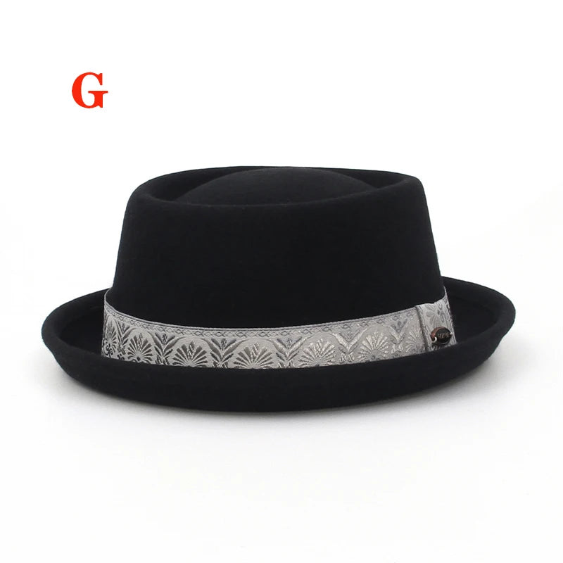 100% Wool Pork Pie Fedora Hat for Women and Men