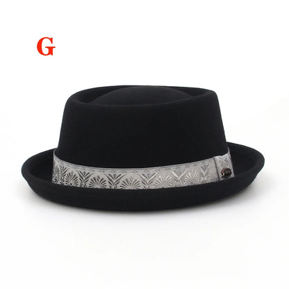 100% Wool Pork Pie Fedora Hat for Women and Men