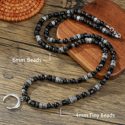 Retro Boho African Stone Necklace Hippie Long Beaded Necklace Tribal Jewelry