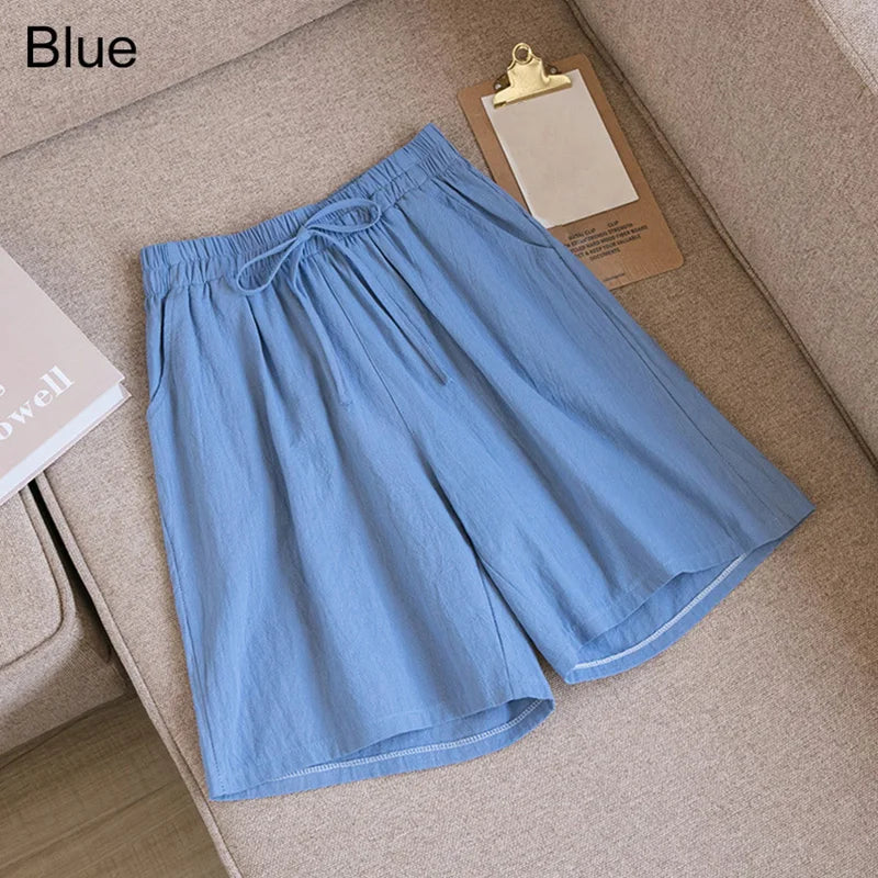 Sizes to 3XL Casual Linen Shorts High Waisted with elastic waistband and pockets Variety of colors