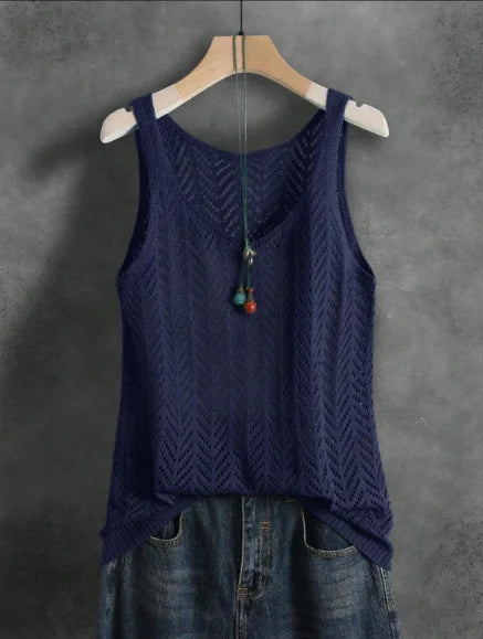 Solid Color Knit Tank Top Suitable for Denim Jeans. 5 unique colors