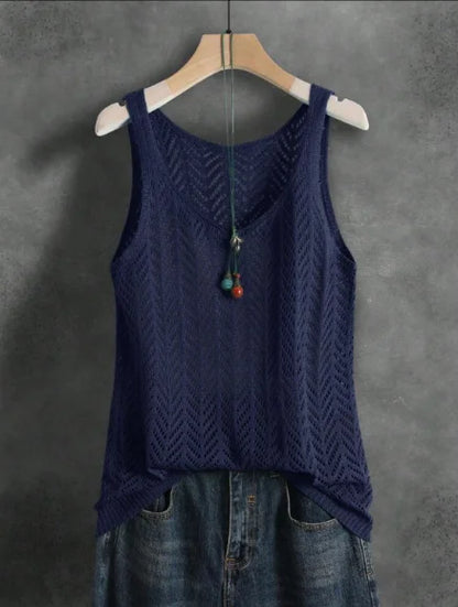 Solid Color Knit Tank Top Suitable for Denim Jeans. 5 unique colors