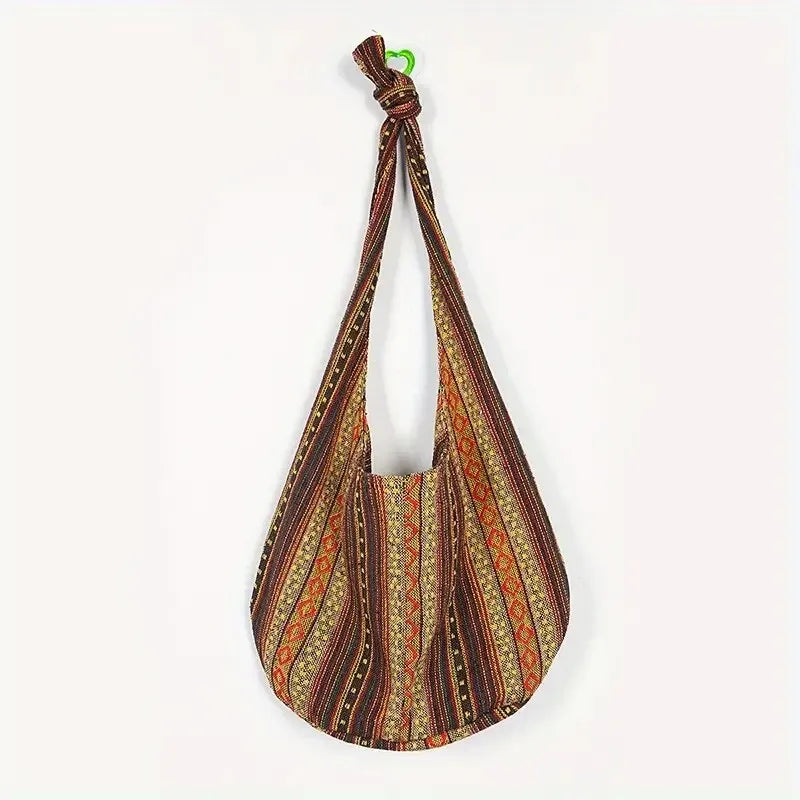 Bohemian Canvas Shoulder Crossbody Bag, Large Capacity, Ethnic Style Tote Bag