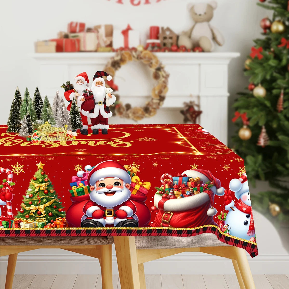 Christmas Santa Tablecloth, Round or Rectangle