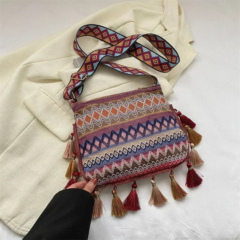 Vintage Ethnic Handwoven Crossbody Hippie Sling Shoulder Bag