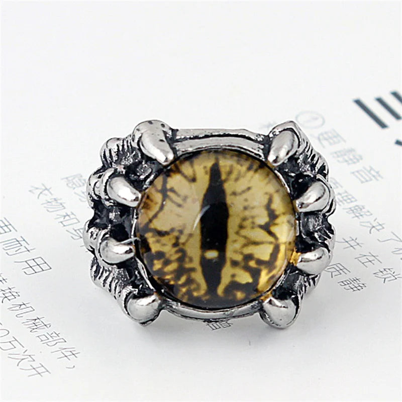 Retro Gothic Unisex Punk Rings, Evil Eye in Dragon Claw. 5 colors