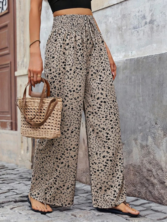 Sizes to 2XL Wide Leg Pants Boho Elastic High Waisted with Drawstring Loose Pants