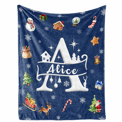 Personalized Christmas Blanket Customized Name Great Stocking Stuffer. 7 colors