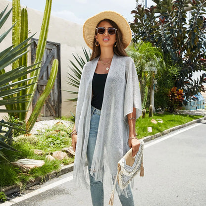 Women's Tops Loose Tassels Coverups Beach Swim Bikini Kimono Cardigan Bathing Suit Cover Ups Blouse for Swimwear Resort Wear