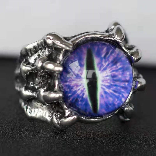 Retro Gothic Unisex Punk Rings, Evil Eye in Dragon Claw. 5 colors