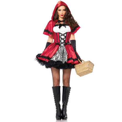 Adult Little Red Riding Hood Halloween Costume. Dress with Hooded Shoulder Cape included