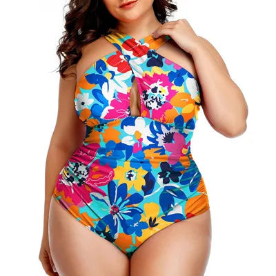 Sizes to 5XL One Piece Swimsuits Front Top Cross Tummy Control Also Comes in Black