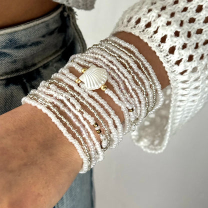 Bohemian Style Beaded Bracelets Set, Colorful Beads, Stretchy Strand Chain, Stacked Bracelets