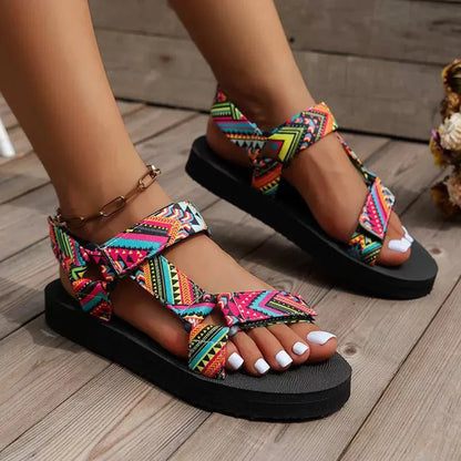 Boho Ankle and Toe Wrap for the perfect fit.  Vivid Boho design. Rubber soles