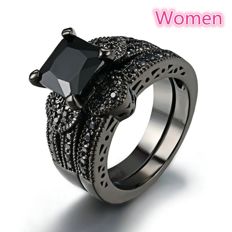 Gothic Red Rhinestone Ring Set Celtic Dragon