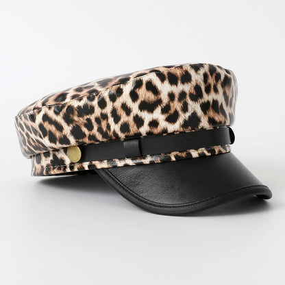 Vintage leopard print Berets, Flat Salior Hat