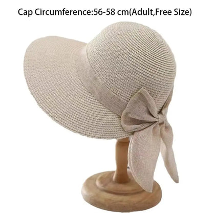 Bowknot Sun Hat Breathable Wide Brim Casual Straw Hat