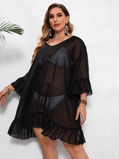 Plus Size Blouse Ruffled Cover-Up Dress