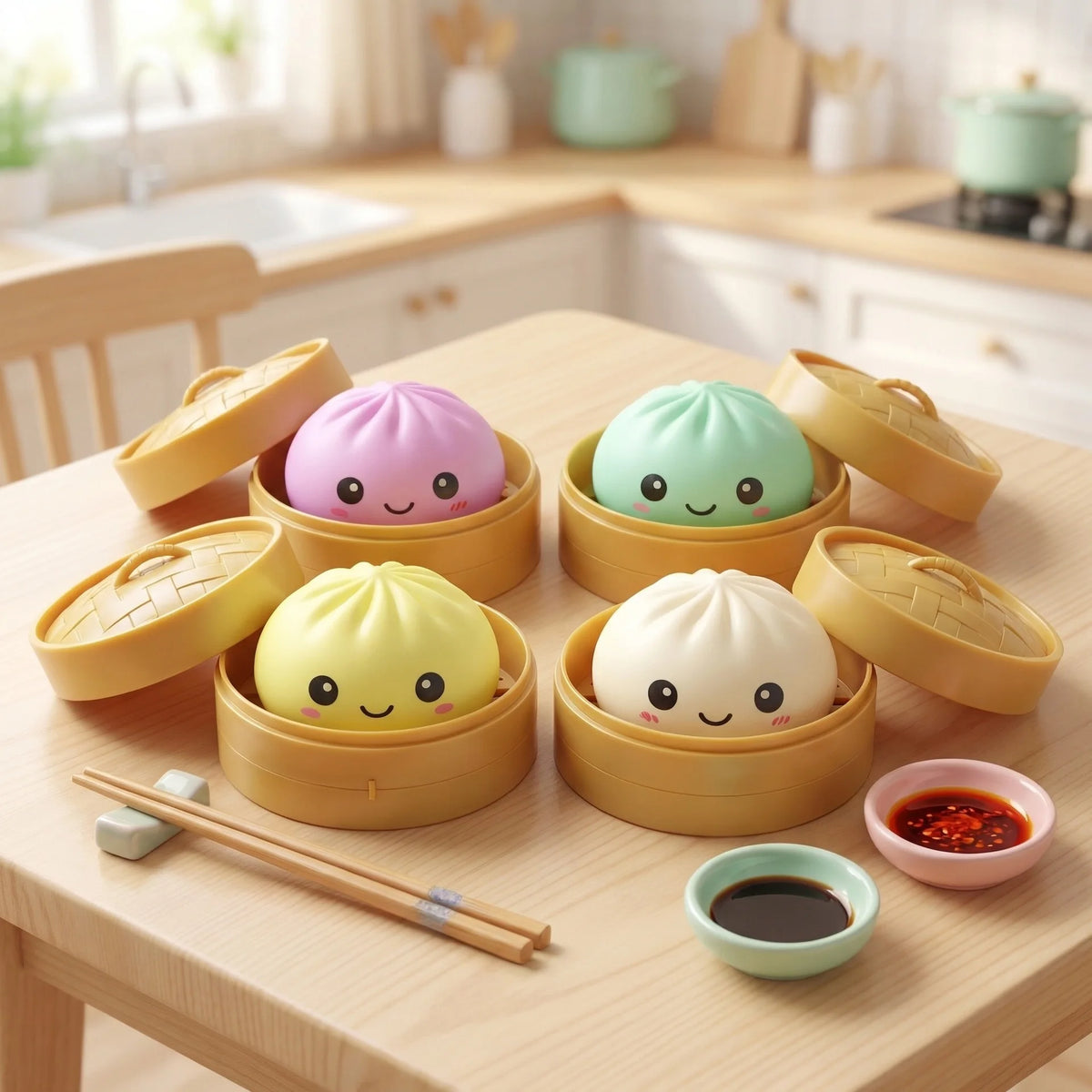 Squishy Dumpling Bun Toy, Slow Rising Glitter Dumpling Stress Ball
