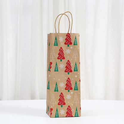 Christmas Wine Bottle Kraft Gift Bags, 4-Pack