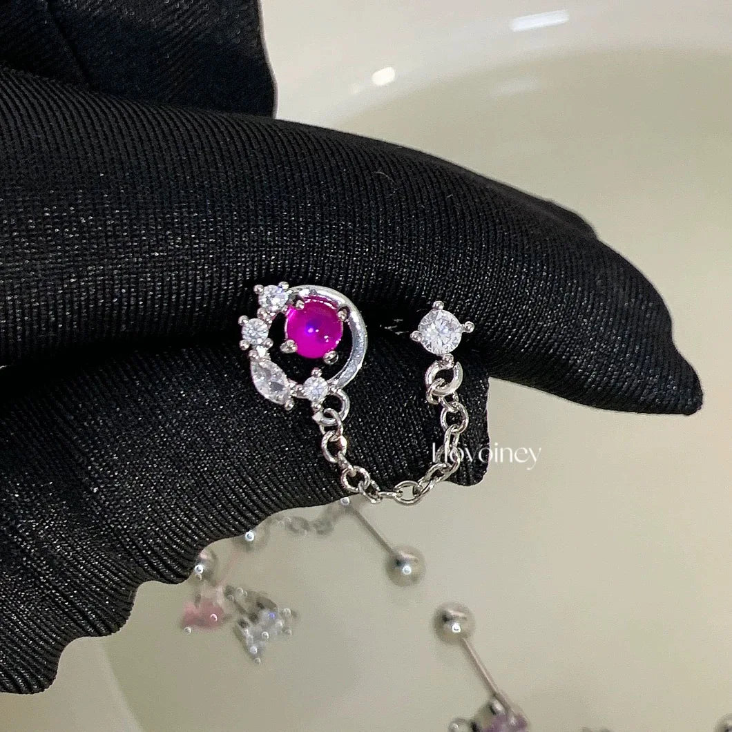 1 PC Pierced ear chain connecting 2 interesting earrings. Punk Jewelry