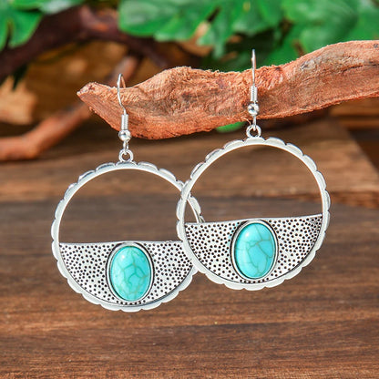 Vintage Tibetan Silver Geometric Turquoise Drop Dangle Earrings. 34 Variations