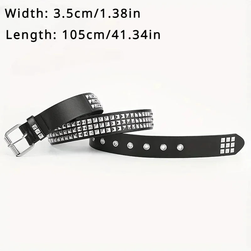 PU Leather Belt Riveted with Metal PyramidsPU.   Available to buy in quantities of 3, 5, or 10 belts for resale