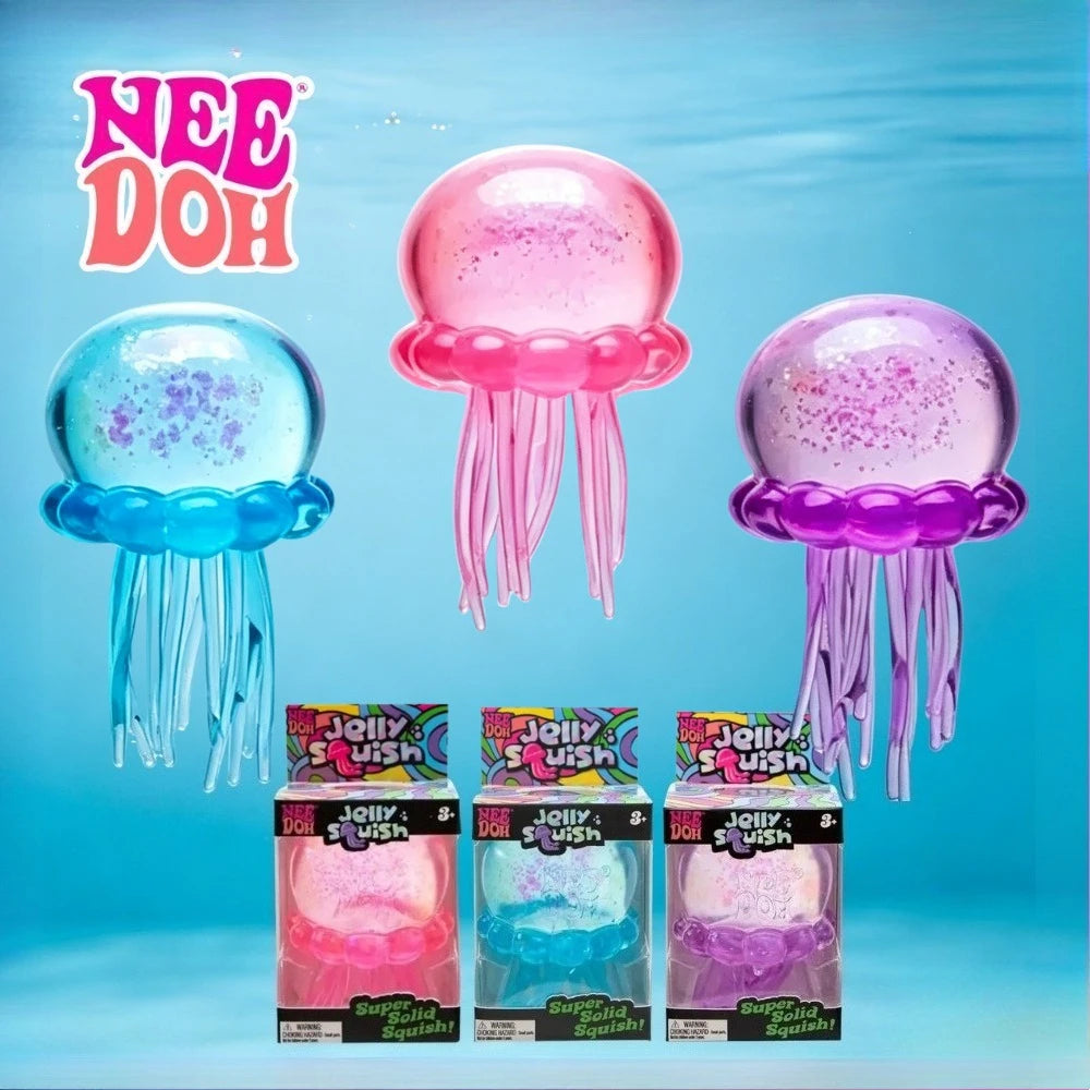 Nee Doh Jellyfish  Squishy Fidget Toy, Water Sensory Soft Jelly Squeeze, Stress Relief  and Hand Exerciser