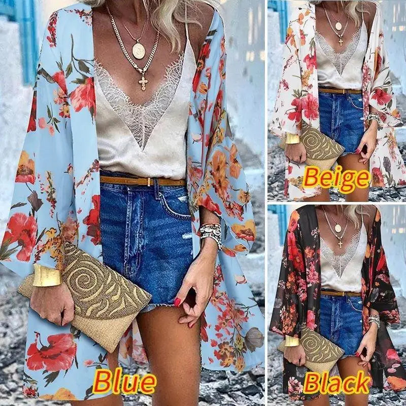 Women's Boho Blouse Cardigan Top, Casual Cover-Up in 12 designs