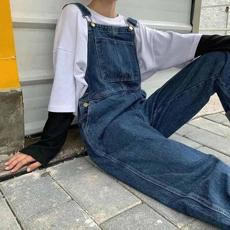 Sizes to 5XL...Retro Denim Overalls, Big Pockets, Loose Denim