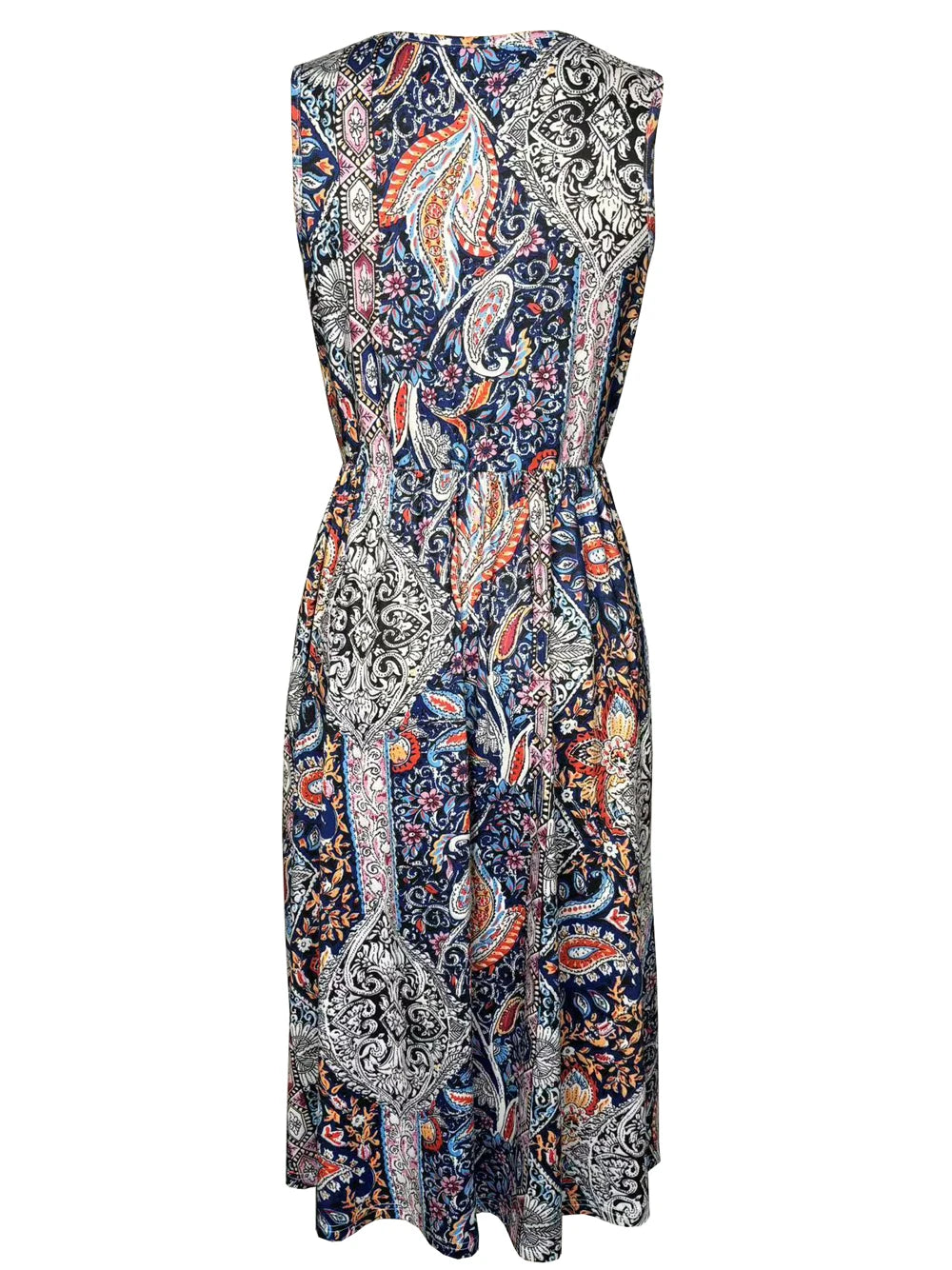 Casual Paisley Print Boho Dress with Tank Top, Knee Length