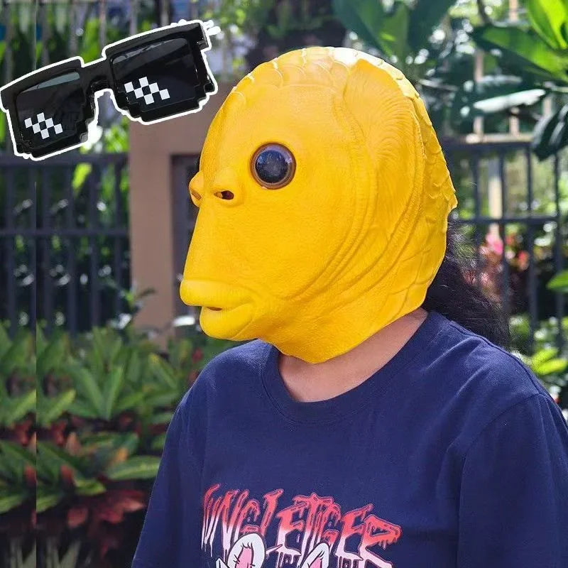Inflatable Alien Costume With Fish Head Mask Funny Halloween Cosplay Suit For Adults