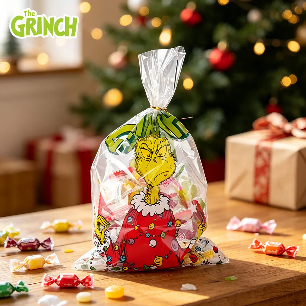 Grinch Christmas Gift Bags, Paper and Transparent, with Handles