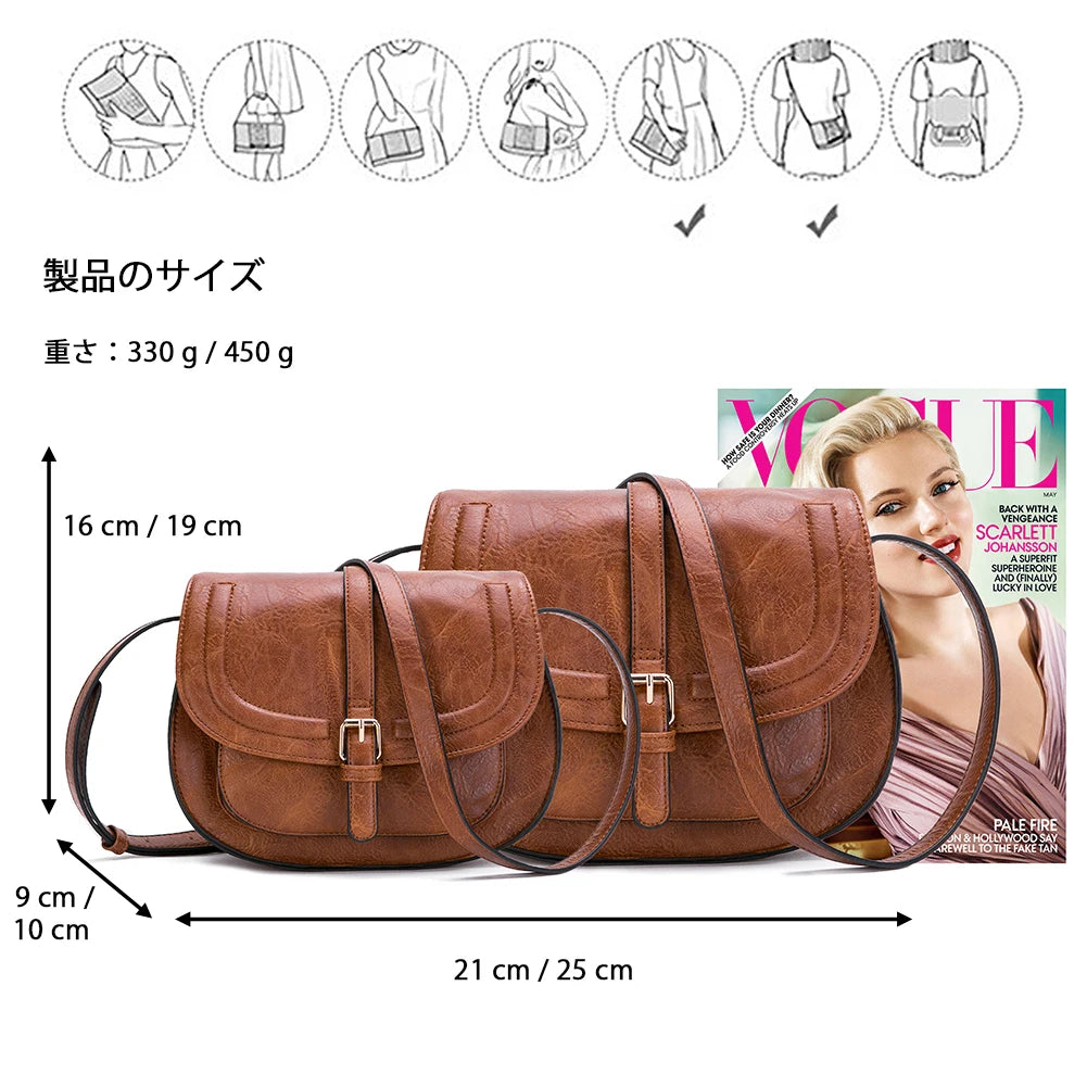 Boho Crossbody Bags, Saddle Shoulder Purse, Faux Leather Strap. In 7 Colors