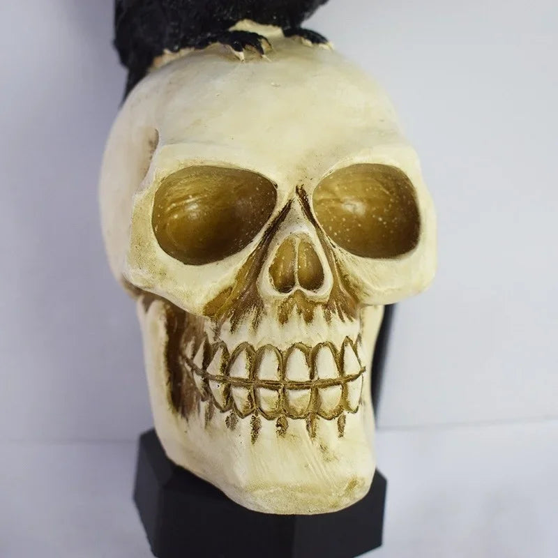 Halloween Outdoor Skeleton Light with Crow Sitting on Top