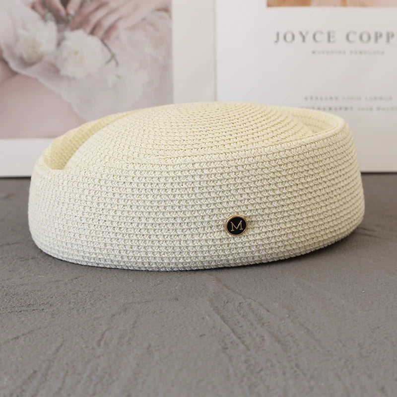 Straw Pillbox Hat  in 4 colors