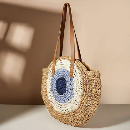 Boho Crossbody Bags, Round Shoulder Purse, Faux Leather Strap. In 7 Colors, Designs, and Sizes