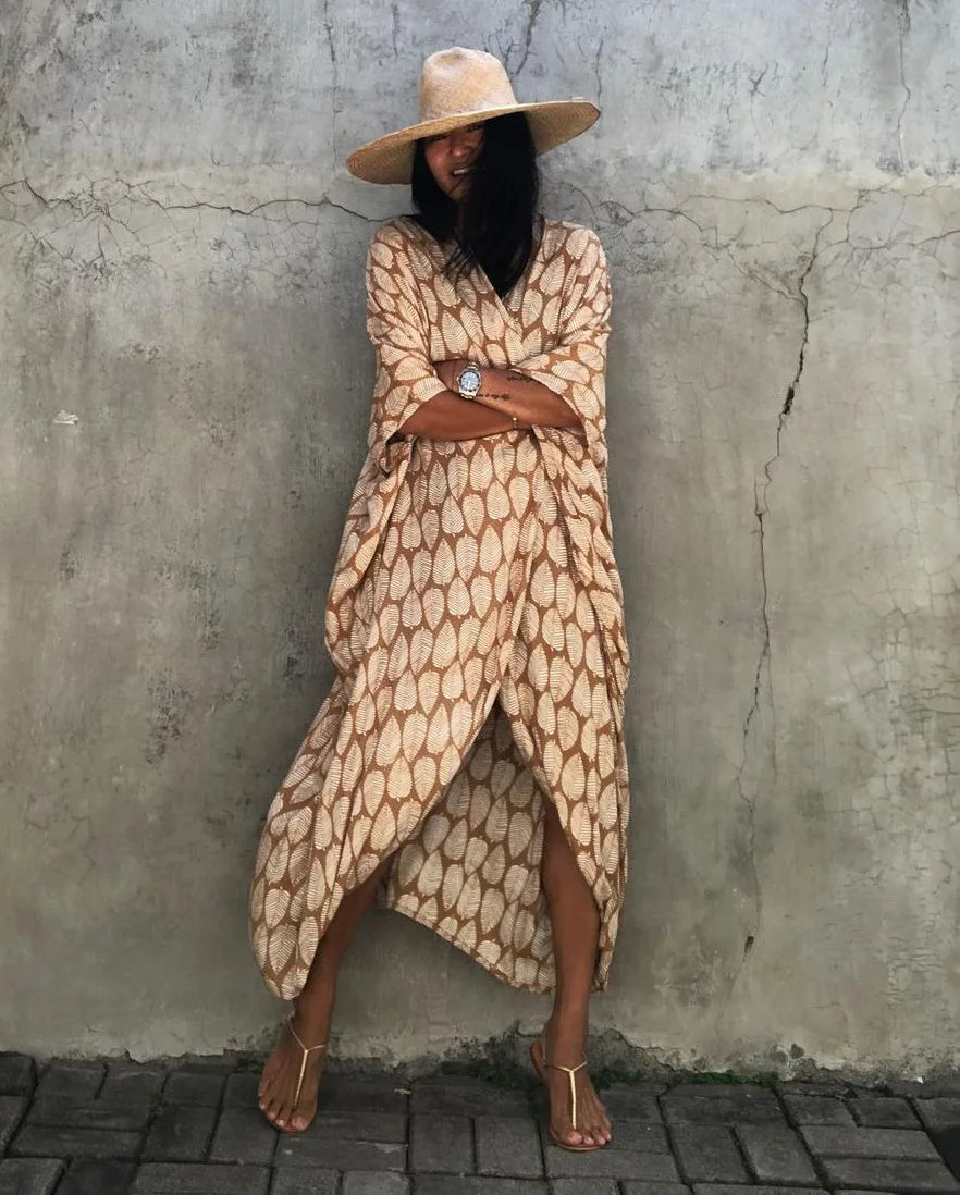 Women's Plus Size Long Cover-up Tie Front Beachwear