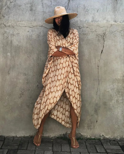 Women's Plus Size Long Cover-up Tie Front Beachwear