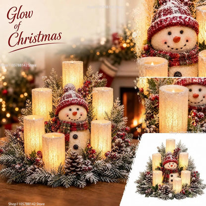 Christmas Lighted Table Centerpiece, Flameless Candle Glow, 8 Designs