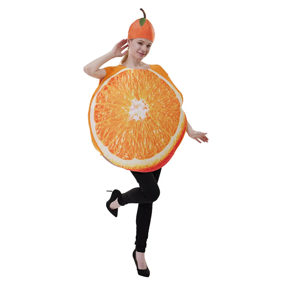 Halloween Funny Cosplay Fruit and Vegetable Costumes, also including grapes, hot pepper, tomato, avocado, and peas!