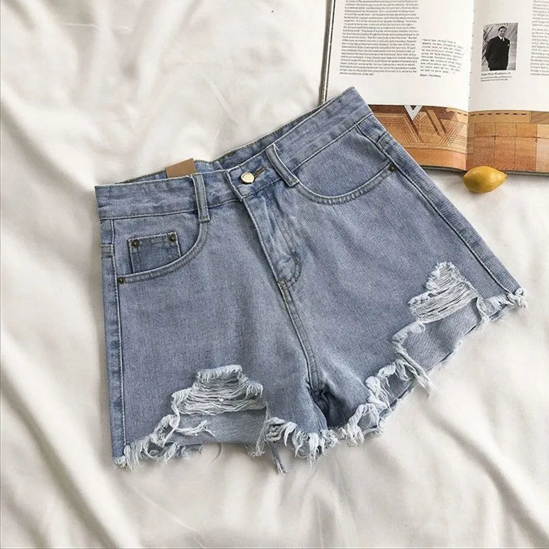 Denim Jean Shorts High Waisted Wide Leg Shorts
