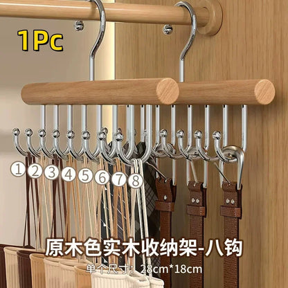 Wooden Sling Hanger Organizer with Multiple Hooks for Organization and Space Saving