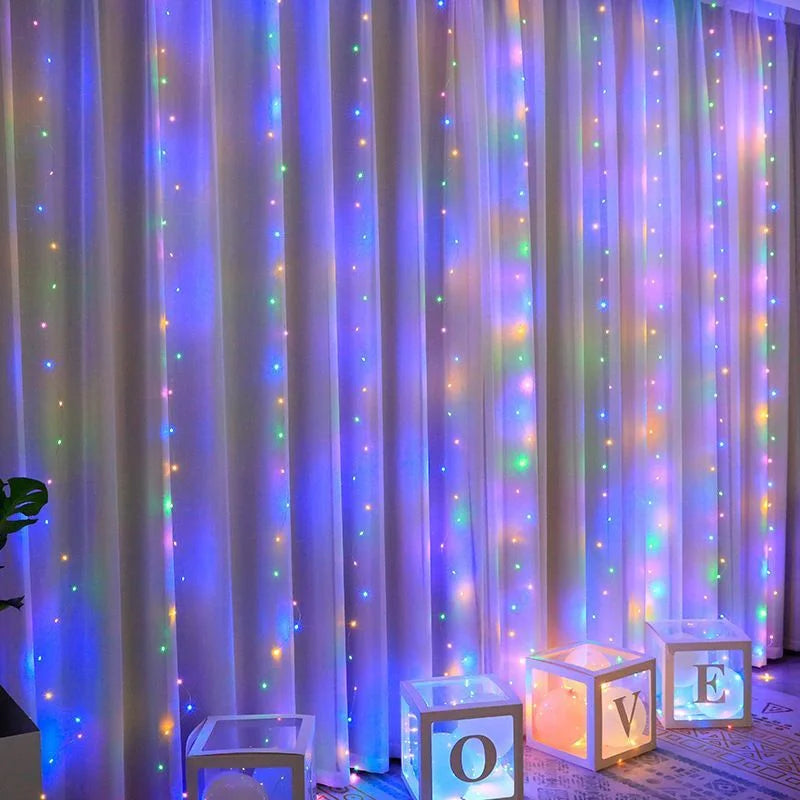 11 Colors of 3/6M USB LED Curtain 8 Modes Remote Control String Lights  Fairy Garland Lights