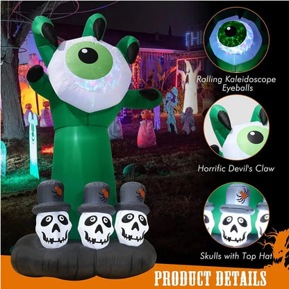 6.5 Feet Halloween Inflatable Pumpkin Ghost Tombstone, Decorations with Built-in LED Lights and Inflatable fan