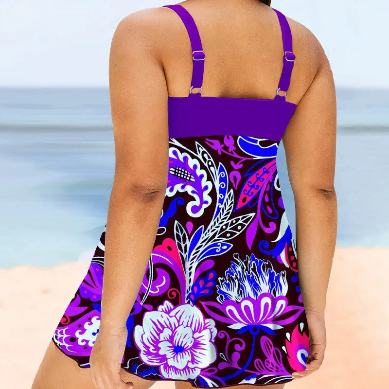 Sizes to 5XL  Printed Swimsuit, Conservative Underwire, Tops for Large Busted Women, also includes Swimsuit Bottoms