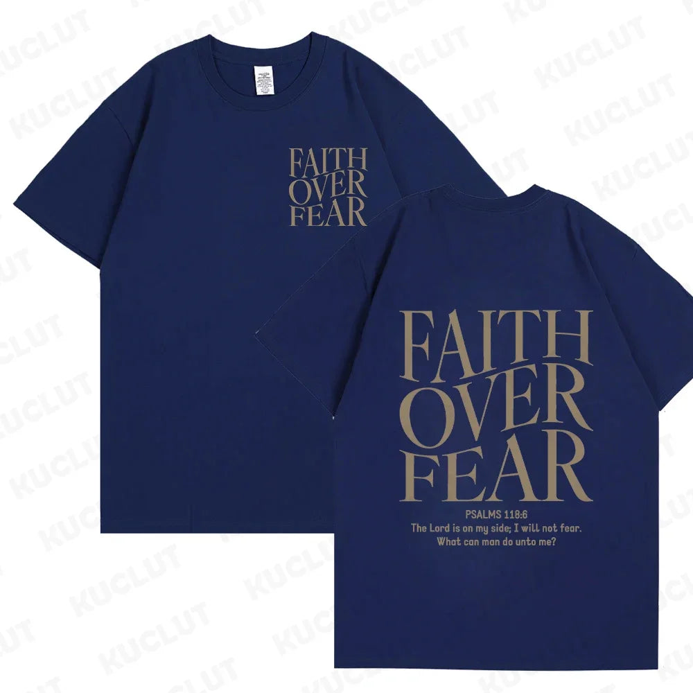 Sizes to 3XL Wide Variety of Colors "Faith Over Fear" T-shirts Christian Clothes Sportswear Bible verse