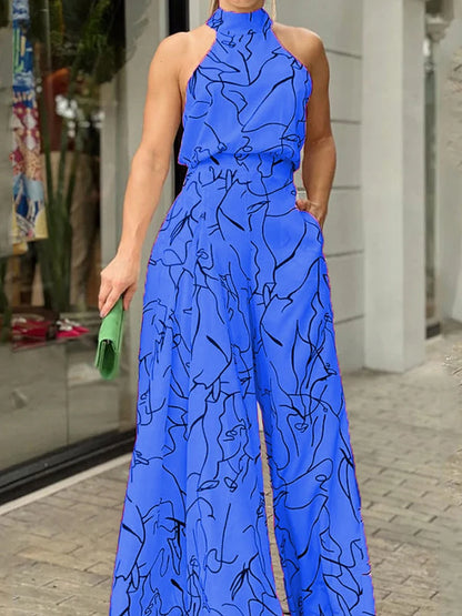 Elegant Sleeveless Halter Jumpsuit in 8 Colors, Wide Leg Long Pant Summer Clothing